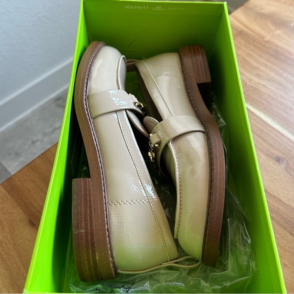 New Sam Edelman Christy Patent Leather Loafers Chai Latte - Picture 2 of 5